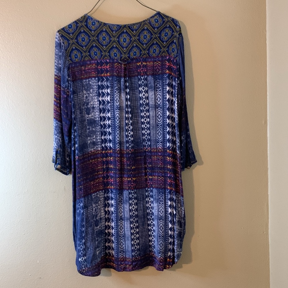 Figueroa & Flower Printed/Pleated Top Size M Long Flowing Used - Picture 3 of 6